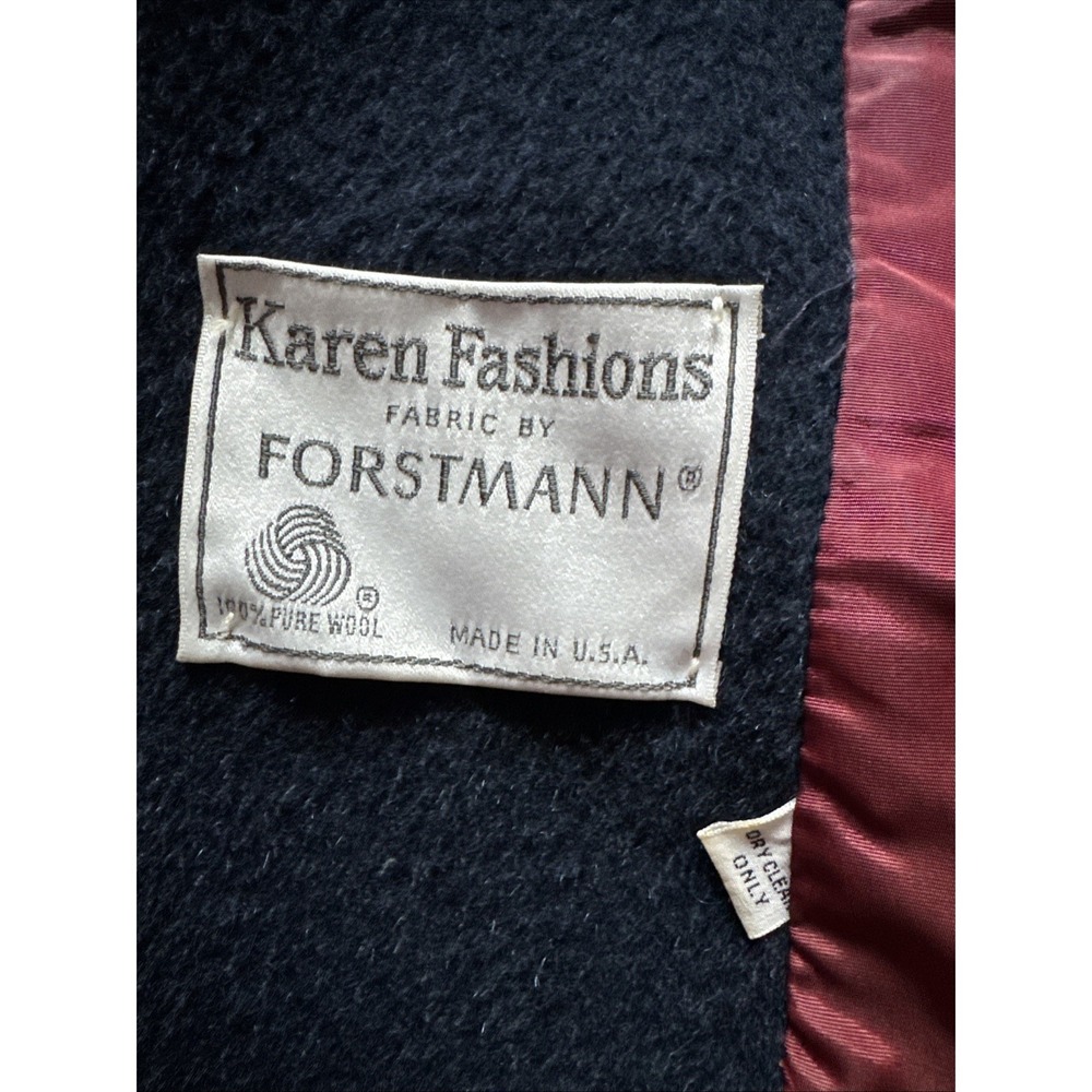 Vintage Double Breasted Navy Blue Forstmann Wool Overcoat Medium Union Made USA - Picture 5 of 12